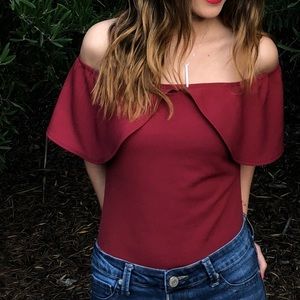 Strapless burgundy onesie